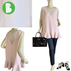 BLUSH PEPLUM TUNIC WITH MESH CUT OUTS (3X)